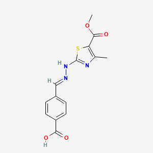 molecular formula C14H13N3O4S B7749012 (E)-4-((2-(5-(methoxycarbonyl)-4-methylthiazol-2-yl)hydrazono)methyl)benzoic acid 