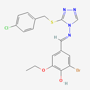 molecular formula C18H16BrClN4O2S B7749027 (E)-2-bromo-4-(((3-((4-chlorobenzyl)thio)-4H-1,2,4-triazol-4-yl)imino)methyl)-6-ethoxyphenol 