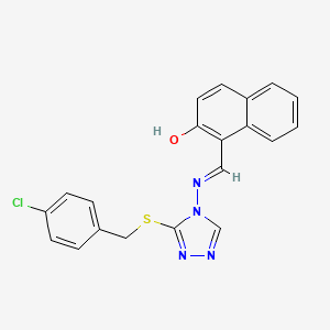 molecular formula C20H15ClN4OS B7749032 (E)-1-(((3-((4-chlorobenzyl)thio)-4H-1,2,4-triazol-4-yl)imino)methyl)naphthalen-2-ol 