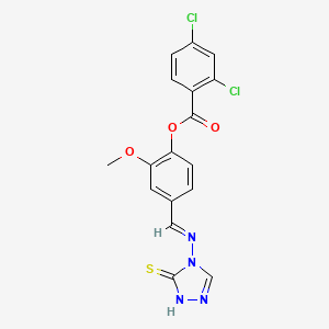 molecular formula C17H12Cl2N4O3S B7749140 [2-methoxy-4-[(E)-(5-sulfanylidene-1H-1,2,4-triazol-4-yl)iminomethyl]phenyl] 2,4-dichlorobenzoate 