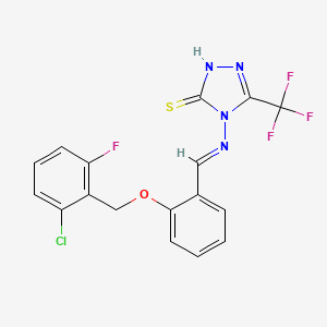 molecular formula C17H11ClF4N4OS B7749170 4-[(E)-[2-[(2-chloro-6-fluorophenyl)methoxy]phenyl]methylideneamino]-3-(trifluoromethyl)-1H-1,2,4-triazole-5-thione 