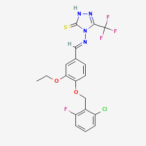 molecular formula C19H15ClF4N4O2S B7749183 4-[(E)-[4-[(2-chloro-6-fluorophenyl)methoxy]-3-ethoxyphenyl]methylideneamino]-3-(trifluoromethyl)-1H-1,2,4-triazole-5-thione 