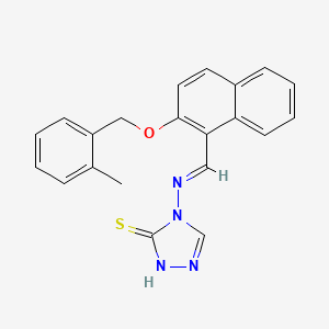 molecular formula C21H18N4OS B7749197 (E)-4-(((2-((2-methylbenzyl)oxy)naphthalen-1-yl)methylene)amino)-4H-1,2,4-triazole-3-thiol 
