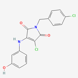 molecular formula C17H12Cl2N2O3 B7749217 3-Chloro-1-(4-chlorobenzyl)-4-(3-hydroxyanilino)-2,5-pyrroledione 