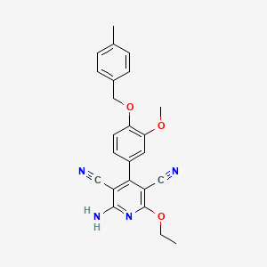 molecular formula C24H22N4O3 B7749244 2-Amino-6-ethoxy-4-(3-methoxy-4-((4-methylbenzyl)oxy)phenyl)pyridine-3,5-dicarbonitrile 