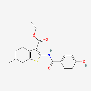 molecular formula C19H21NO4S B7749310 Ethyl 2-{[(4-hydroxyphenyl)carbonyl]amino}-6-methyl-4,5,6,7-tetrahydro-1-benzothiophene-3-carboxylate 