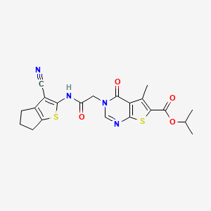 molecular formula C21H20N4O4S2 B7749316 propan-2-yl 3-[2-[(3-cyano-5,6-dihydro-4H-cyclopenta[b]thiophen-2-yl)amino]-2-oxoethyl]-5-methyl-4-oxothieno[2,3-d]pyrimidine-6-carboxylate 