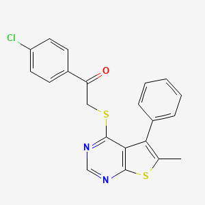 molecular formula C21H15ClN2OS2 B7749359 1-(4-Chlorophenyl)-2-(6-methyl-5-phenylthieno[2,3-d]pyrimidin-4-yl)sulfanylethanone 