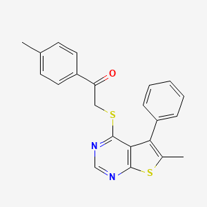 molecular formula C22H18N2OS2 B7749366 1-(4-Methylphenyl)-2-(6-methyl-5-phenylthieno[2,3-d]pyrimidin-4-yl)sulfanylethanone 
