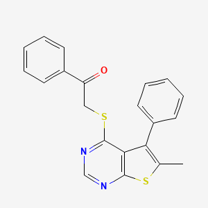 molecular formula C21H16N2OS2 B7749370 2-(6-Methyl-5-phenylthieno[2,3-d]pyrimidin-4-yl)sulfanyl-1-phenylethanone 