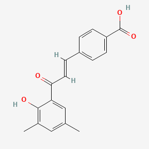 molecular formula C18H16O4 B7749377 (E)-4-(3-(2-hydroxy-3,5-dimethylphenyl)-3-oxoprop-1-en-1-yl)benzoic acid 