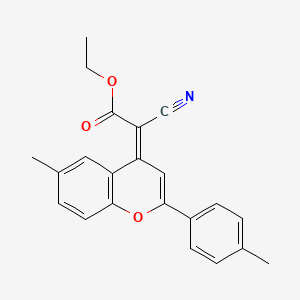 ethyl (2Z)-2-cyano-2-[6-methyl-2-(4-methylphenyl)chromen-4-ylidene]acetate