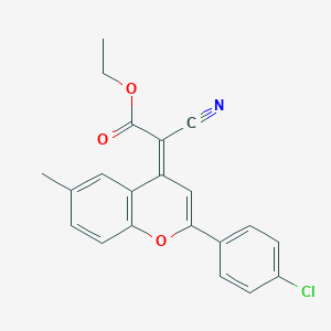 molecular formula C21H16ClNO3 B7749429 (Z)-ethyl 2-(2-(4-chlorophenyl)-6-methyl-4H-chromen-4-ylidene)-2-cyanoacetate 