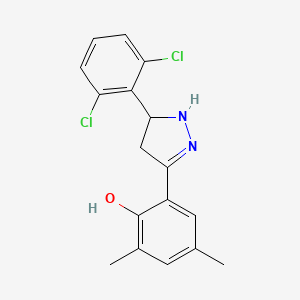 molecular formula C17H16Cl2N2O B7749437 2-[5-(2,6-dichlorophenyl)-4,5-dihydro-1H-pyrazol-3-yl]-4,6-dimethylphenol 