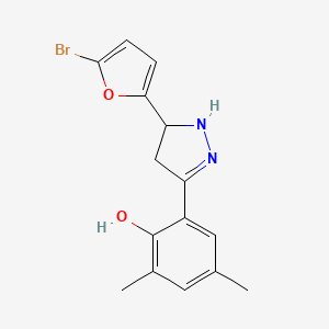 molecular formula C15H15BrN2O2 B7749452 2-(5-(5-bromofuran-2-yl)-4,5-dihydro-1H-pyrazol-3-yl)-4,6-dimethylphenol 