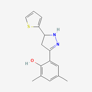 molecular formula C15H16N2OS B7749459 2,4-dimethyl-6-(5-thiophen-2-yl-4,5-dihydro-1H-pyrazol-3-yl)phenol 