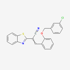 molecular formula C23H15ClN2OS B7749482 2-(1,3-Benzothiazol-2-yl)-3-[2-[(3-chlorophenyl)methoxy]phenyl]prop-2-enenitrile 