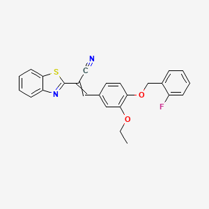 2-(1,3-Benzothiazol-2-yl)-3-[3-ethoxy-4-[(2-fluorophenyl)methoxy]phenyl]prop-2-enenitrile
