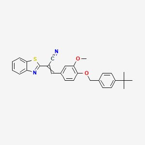 2-(1,3-Benzothiazol-2-yl)-3-[4-[(4-tert-butylphenyl)methoxy]-3-methoxyphenyl]prop-2-enenitrile