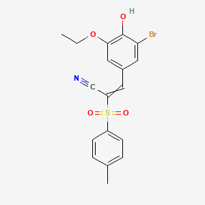 molecular formula C18H16BrNO4S B7749528 3-(3-Bromo-5-ethoxy-4-hydroxyphenyl)-2-(4-methylphenyl)sulfonylprop-2-enenitrile 