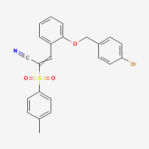 3-[2-[(4-Bromophenyl)methoxy]phenyl]-2-(4-methylphenyl)sulfonylprop-2-enenitrile