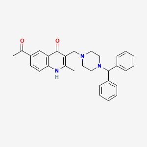 molecular formula C30H31N3O2 B7749537 6-acetyl-3-[(4-benzhydrylpiperazin-1-yl)methyl]-2-methyl-1H-quinolin-4-one 