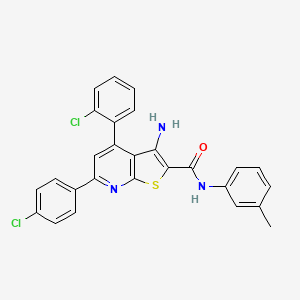 molecular formula C27H19Cl2N3OS B7749565 3-amino-4-(2-chlorophenyl)-6-(4-chlorophenyl)-N-(3-methylphenyl)thieno[2,3-b]pyridine-2-carboxamide 