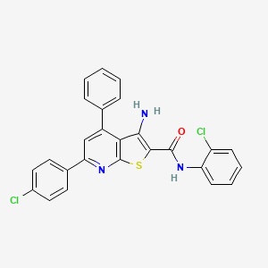 3-amino-N-(2-chlorophenyl)-6-(4-chlorophenyl)-4-phenylthieno[2,3-b]pyridine-2-carboxamide