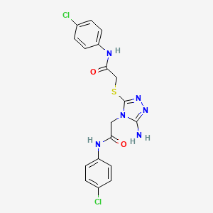 molecular formula C18H16Cl2N6O2S B7749676 2-[3-amino-5-[2-(4-chloroanilino)-2-oxoethyl]sulfanyl-1,2,4-triazol-4-yl]-N-(4-chlorophenyl)acetamide 