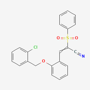 2-(Benzenesulfonyl)-3-[2-[(2-chlorophenyl)methoxy]phenyl]prop-2-enenitrile