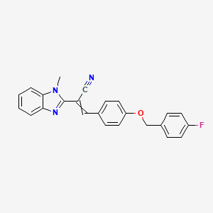 3-[4-[(4-Fluorophenyl)methoxy]phenyl]-2-(1-methylbenzimidazol-2-yl)prop-2-enenitrile