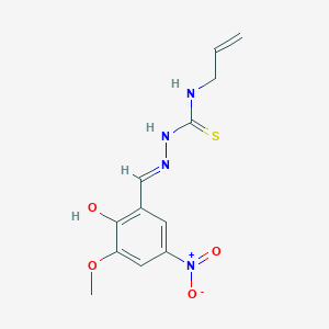 molecular formula C12H14N4O4S B7749790 1-[(E)-(2-hydroxy-3-methoxy-5-nitrophenyl)methylideneamino]-3-prop-2-enylthiourea 