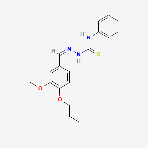 molecular formula C19H23N3O2S B7749821 (1Z,N'Z)-N'-(4-butoxy-3-methoxybenzylidene)-N-phenylcarbamohydrazonothioic acid 