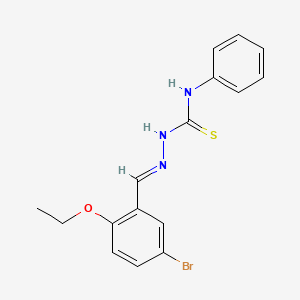 molecular formula C16H16BrN3OS B7749837 (1Z,N'E)-N'-(5-bromo-2-ethoxybenzylidene)-N-phenylcarbamohydrazonothioic acid 