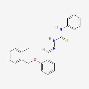 molecular formula C22H21N3OS B7749841 (1Z,N'E)-N'-(2-((2-methylbenzyl)oxy)benzylidene)-N-phenylcarbamohydrazonothioic acid 