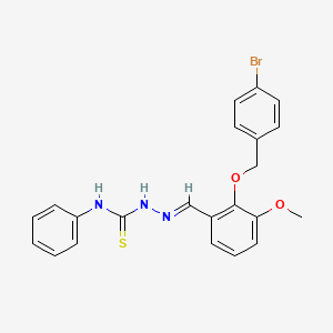 molecular formula C22H20BrN3O2S B7749843 (1Z,N'E)-N'-(2-((4-bromobenzyl)oxy)-3-methoxybenzylidene)-N-phenylcarbamohydrazonothioic acid 