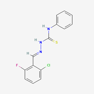 molecular formula C14H11ClFN3S B7749874 (1Z,N'E)-N'-(2-chloro-6-fluorobenzylidene)-N-phenylcarbamohydrazonothioic acid 