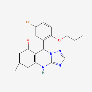 molecular formula C20H23BrN4O2 B7749918 9-(5-Bromo-2-propoxyphenyl)-6,6-dimethyl-4,5,7,9-tetrahydro-[1,2,4]triazolo[5,1-b]quinazolin-8-one 