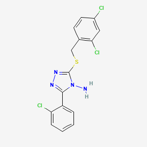 molecular formula C15H11Cl3N4S B7749967 3-(2-Chlorophenyl)-5-[(2,4-dichlorophenyl)methylsulfanyl]-1,2,4-triazol-4-amine 