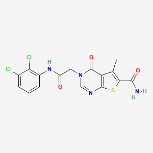 molecular formula C16H12Cl2N4O3S B7749987 3-[2-(2,3-Dichloroanilino)-2-oxoethyl]-5-methyl-4-oxothieno[2,3-d]pyrimidine-6-carboxamide 