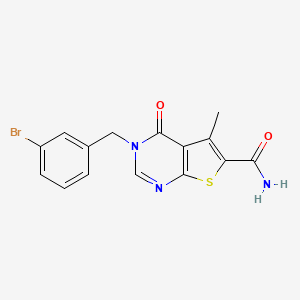 molecular formula C15H12BrN3O2S B7750002 3-[(3-Bromophenyl)methyl]-5-methyl-4-oxothieno[2,3-d]pyrimidine-6-carboxamide 