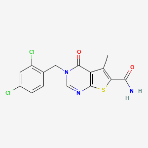 molecular formula C15H11Cl2N3O2S B7750009 3-[(2,4-Dichlorophenyl)methyl]-5-methyl-4-oxothieno[2,3-d]pyrimidine-6-carboxamide 