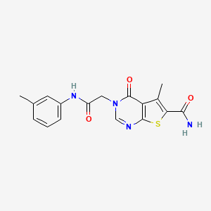 molecular formula C17H16N4O3S B7750015 5-Methyl-3-[2-(3-methylanilino)-2-oxoethyl]-4-oxothieno[2,3-d]pyrimidine-6-carboxamide 