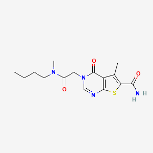 molecular formula C15H20N4O3S B7750024 3-[2-[Butyl(methyl)amino]-2-oxoethyl]-5-methyl-4-oxothieno[2,3-d]pyrimidine-6-carboxamide 