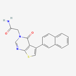molecular formula C18H13N3O2S B7750030 2-(5-Naphthalen-2-yl-4-oxothieno[2,3-d]pyrimidin-3-yl)acetamide 