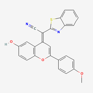 (E)-2-(benzo[d]thiazol-2-yl)-2-(6-hydroxy-2-(4-methoxyphenyl)-4H-chromen-4-ylidene)acetonitrile