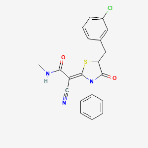 molecular formula C21H18ClN3O2S B7750096 (2Z)-2-[5-(3-chlorobenzyl)-3-(4-methylphenyl)-4-oxo-1,3-thiazolidin-2-ylidene]-2-cyano-N-methylethanamide 