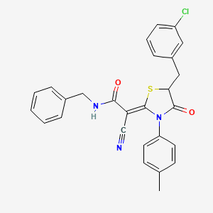 molecular formula C27H22ClN3O2S B7750107 (2Z)-N-benzyl-2-[5-(3-chlorobenzyl)-3-(4-methylphenyl)-4-oxo-1,3-thiazolidin-2-ylidene]-2-cyanoethanamide 
