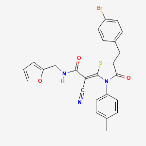 (2Z)-2-[5-[(4-bromophenyl)methyl]-3-(4-methylphenyl)-4-oxo-1,3-thiazolidin-2-ylidene]-2-cyano-N-(furan-2-ylmethyl)acetamide