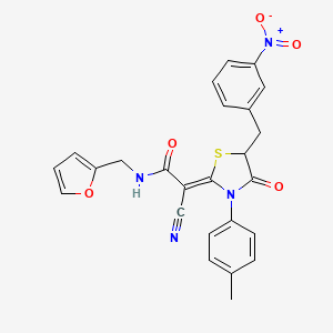 molecular formula C25H20N4O5S B7750131 (2Z)-2-cyano-N-(furan-2-ylmethyl)-2-[3-(4-methylphenyl)-5-[(3-nitrophenyl)methyl]-4-oxo-1,3-thiazolidin-2-ylidene]acetamide 
